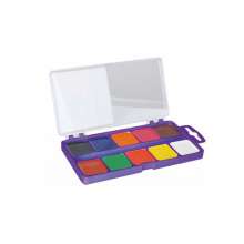 Акварельные краски на палитре 10 цветов без кисточки ZiBi | пластиковая фиолетовая коробка