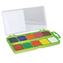 Акварельные краски на палитре 10 цветов без кисточки ZiBi | пластиковая салатовая коробка