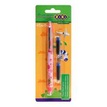 Ручка перьевая закрытое перо KIDS Lin + 2 капсулы | розовый корпус с рисунками