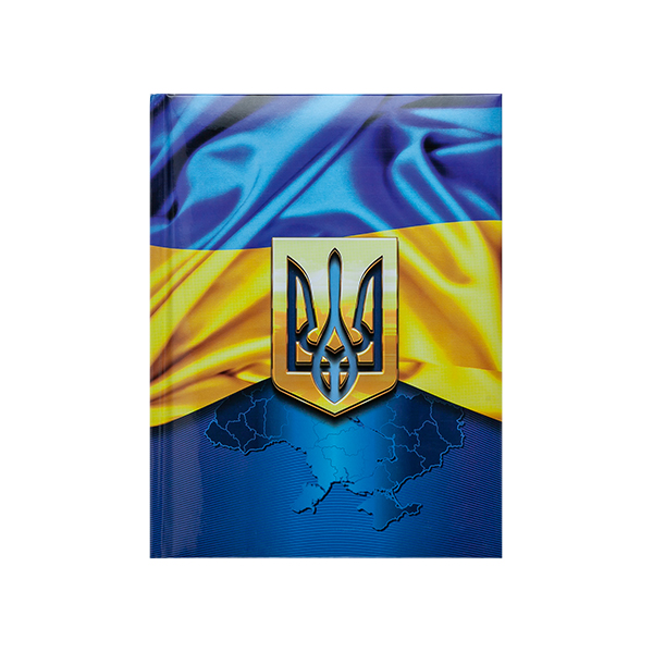 Записная книжка BuroMax UKRAINE А5 80 листов в клетку | твердая обложка, глянцевая ламинация с поролоном, тёмно- синяя