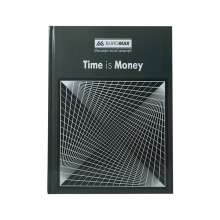 Книга канцелярская BuroMax TIME IS MONEY А4 96 листов в клетку | офсет, твердая ламинированная обложка, серая