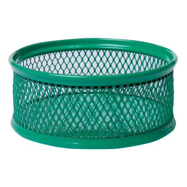Металлическая подставка круглая BuroMax для скрепок | зелёная