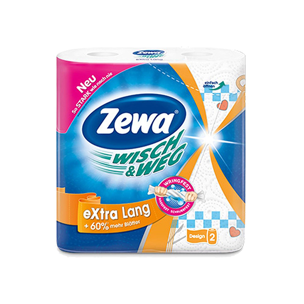 Полотенца бумажные ZEWA Wisch & Weg 2-х слойные 72о(h=25см*24) 2 рулона белые целлюлоза