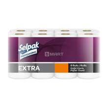 Полотенца бумажные нов SELPAK Рro Extra 8 рулонов/ 11,25м 2-х слойные белые целлюлоза 32661120