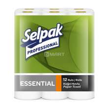 Полотенца SELPAK Pro Essential 32661110 12 рулонов 85 листов 11,25 м 2-х слойные белые целлюлоза