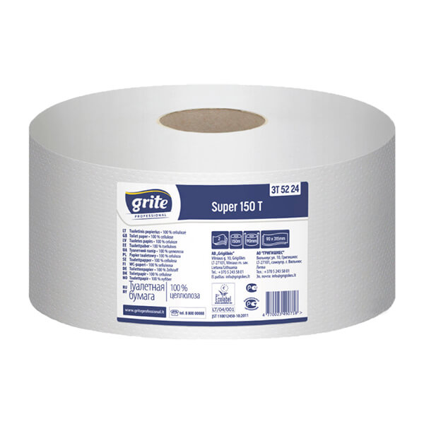 Туалетная бумага- рулон Grite Super d = 19 см целлюлоза 150 м 476 отрывов 3Т5224