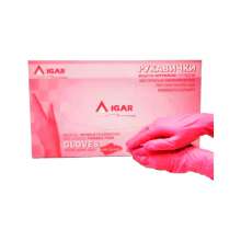 Перчатки Медицинские IGAR нитрил темно- розовые без пудры 200 штук 100 штук размер М (7%)