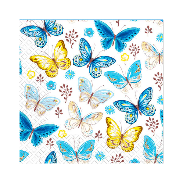 Салфетки Марго Бабочки 33х33см 20 штук | Метелики