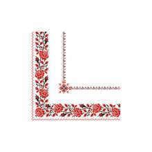 Салфетки Марго Украинский орнамент вышивка Цветы красная 33х33см 50 штук