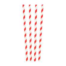 Трубочки Бумажные бело-красная спираль 19,5 см 25 штук прямые