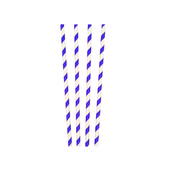 Трубочки Бумажные бело-синяя спираль 19,5 см 25 штук прямые