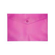 Папка-конверт на кнопке А5 BuroMax матовый полупрозрачный пластик, розовая
