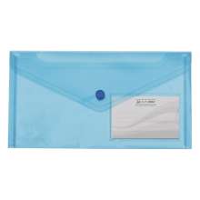 Папка-конверт на кнопке DL BuroMax TRAVEL глянцевый прозрачный пластик, синяя