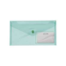 Папка-конверт на кнопке DL BuroMax TRAVEL глянцевый прозрачный пластик, зелёная