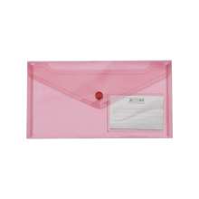 Папка-конверт на кнопке DL BuroMax TRAVEL глянцевый прозрачный пластик, красная