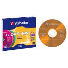 Диск DVD+RW Verbatim Colour 4x 4.7Gb slimCase