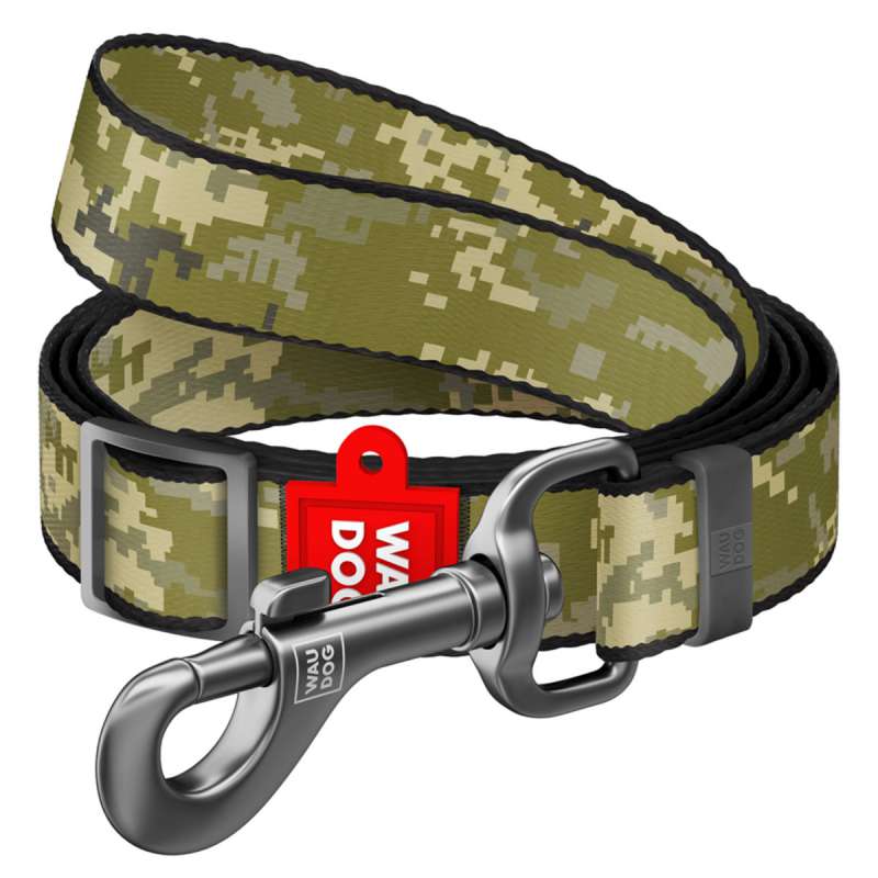 Повідець для собак з нейлону регульований WAUDOG Nylon малюнок "Мілітарі", розмір M, Ш 20 мм, Д 152-183 см Повідець для собак з нейлону регульований WAUDOG Nylon малюнок "Мілітарі", розмір M, Ш 20 мм, Д 152-183 см