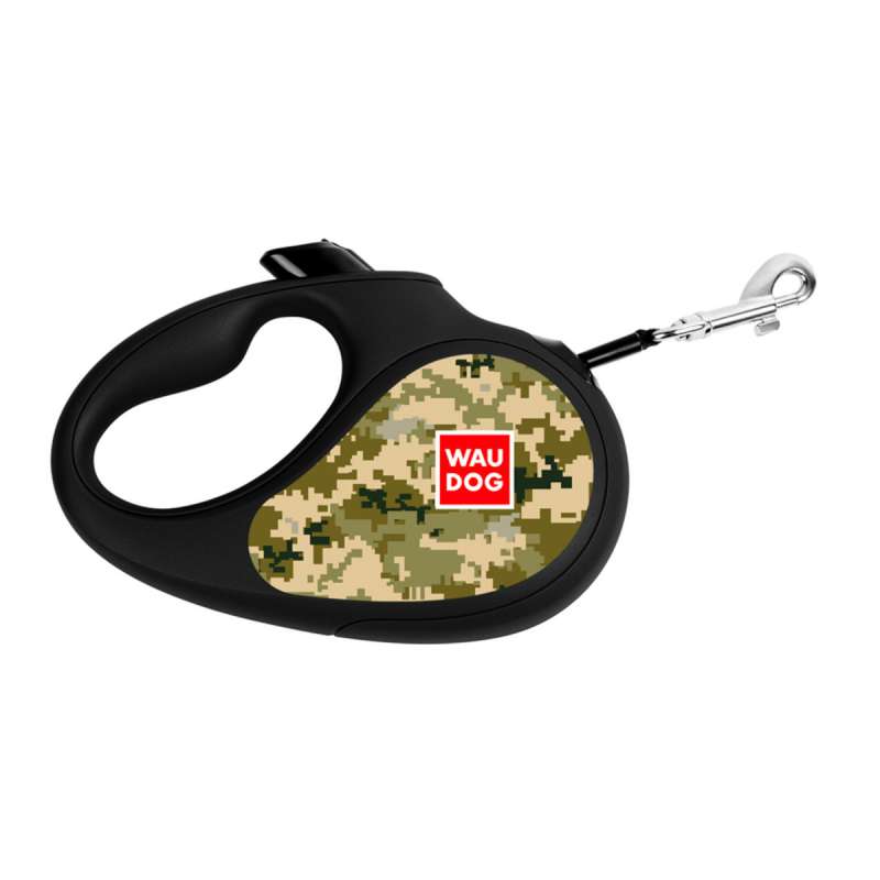 Повідець-рулетка для собак WAUDOG R-leash, малюнок "Мілітарі", S, до 15 кг, 5 м, світловідбиваюча стрічка Повідець-рулетка для собак WAUDOG R-leash, малюнок "Мілітарі", S, до 15 кг, 5 м, світловідбиваюча стрічка