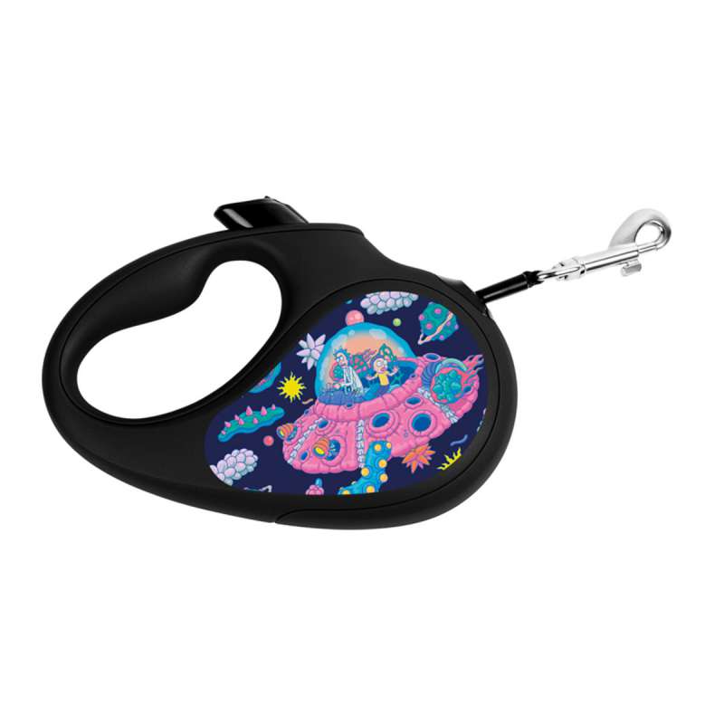 Повідець-рулетка для собак WAUDOG R-leash, малюнок "Рік та Морті 1", M, до 25 кг, 5 м, світловідбиваюча стрічка чорний Повідець-рулетка для собак WAUDOG R-leash, малюнок "Рік та Морті 1", M, до 25 кг, 5 м, світловідбиваюча стрічка чорний