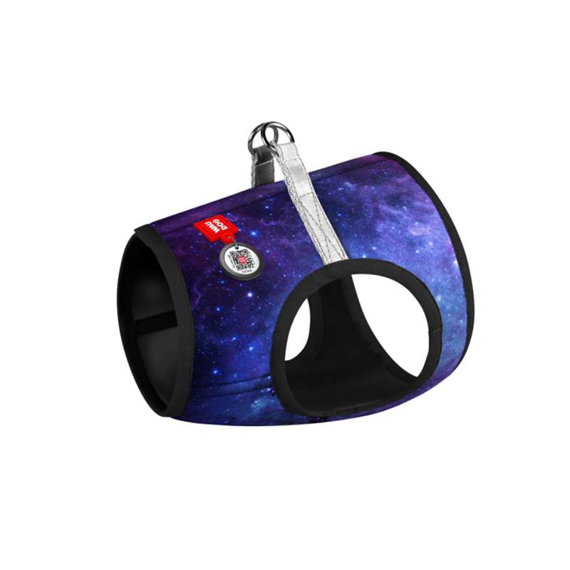Шлея для собак м'яка WAUDOG Clothes з QR-паспортом, малюнок "NASA21", XS1 B 24-27 см, C 18-20 см
