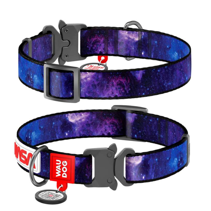 Нашийник для собак нейлоновий WAUDOG Nylon з QR паспортом, малюнок "NASA21", металева пряжка-фастекс, L, Ш 25 мм, Д 33-49 см Нашийник для собак нейлоновий WAUDOG Nylon з QR паспортом, малюнок "NASA21", металева пряжка-фастекс, L, Ш 25 мм, Д 33-49 см