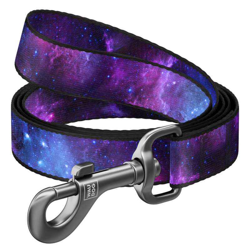 Повідець для собак нейлоновий WAUDOG Nylon, малюнок "NASA21", M, Ш 20 мм, Дов 122 см