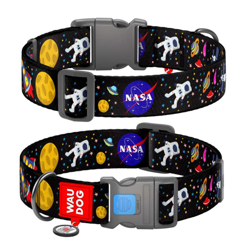 Нашийник для собак нейлоновий WAUDOG Nylon з QR паспортом, малюнок "NASA", пластиковий фастекс, XXL, Ш 35 мм, Дов 46-70 см Нашийник для собак нейлоновий WAUDOG Nylon з QR паспортом, малюнок "NASA", пластиковий фастекс, XXL, Ш 35 мм, Дов 46-70 см