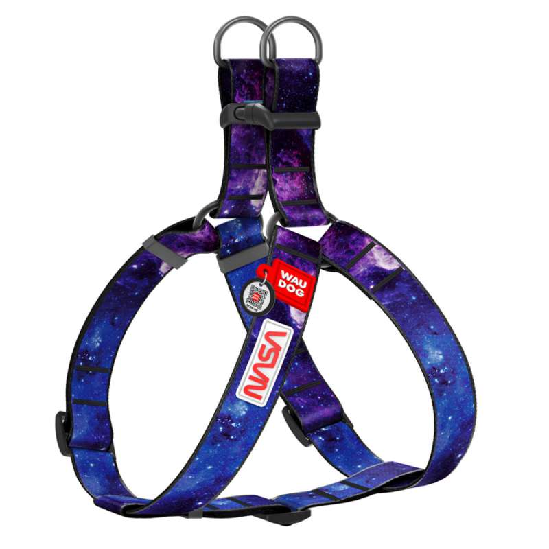 Шлея для собак WAUDOG Nylon з QR паспортом, малюнок "NASA21", пластиковий фастекс, XL, Ш 35 мм, А=В 70-100 см Шлея для собак WAUDOG Nylon з QR паспортом, малюнок "NASA21", пластиковий фастекс, XL, Ш 35 мм, А=В 70-100 см
