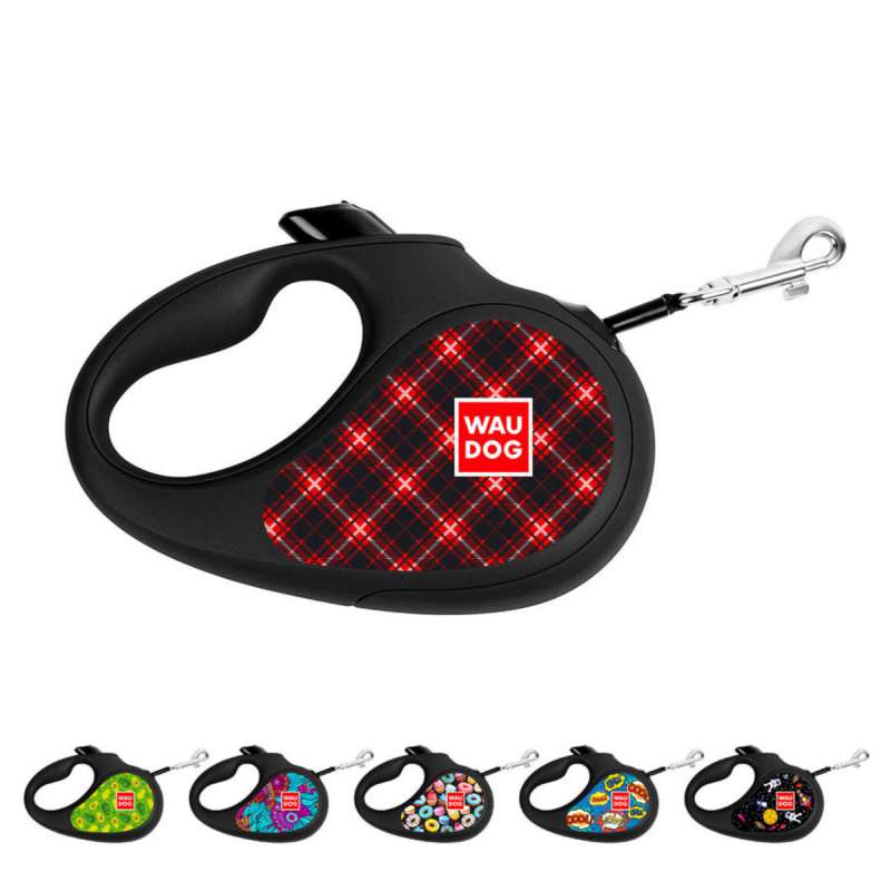 Повідець-рулетка для собак WAUDOG R-leash, малюнок "Шотландка", L, до 50 кг, 5 м, світловідбиваюча стрічка чорний Повідець-рулетка для собак WAUDOG R-leash, малюнок "Шотландка", L, до 50 кг, 5 м, світловідбиваюча стрічка чорний
