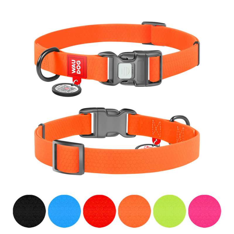 Нашийник для собак водостійкий WAUDOG Waterproof c QR паспортом, пластикова пряжка-фастекс, Ш 20 мм, Дов 28-40 см, помаранчевий Нашийник для собак водостійкий WAUDOG Waterproof c QR паспортом, пластикова пряжка-фастекс, Ш 20 мм, Дов 28-40 см, помаранчевий
