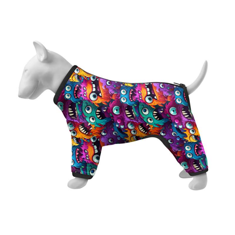 Вітровка для собак WAUDOG Clothes, малюнок "Зубасті монстри", M35, В 59-62 см, С 37-40 см