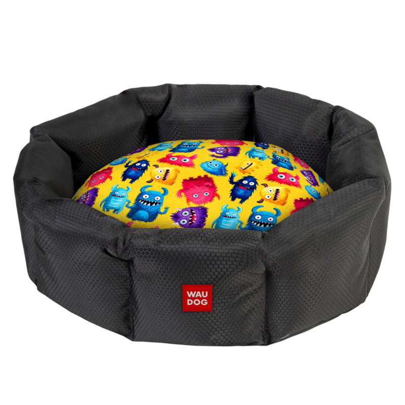 Лежанка для собак WAUDOG Relax, малюнок "Мохнаті монстри", L, Ш 49 см, Д 59 см, В 20 см