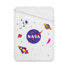 Холдер для карток WAUDOG Design з малюнком "NASA", преміум шкіра (ширина 70мм, довжина 95мм) білий