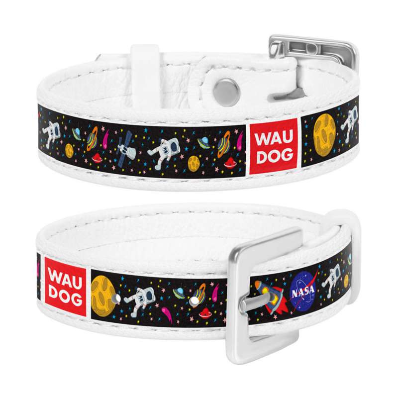 Браслет WAUDOG Design з малюнком "NASA", преміум шкіра, металева пряжка (ширина 15 мм, довжина 17-23 см) білий Браслет WAUDOG Design з малюнком "NASA", преміум шкіра, металева пряжка (ширина 15 мм, довжина 17-23 см) білий