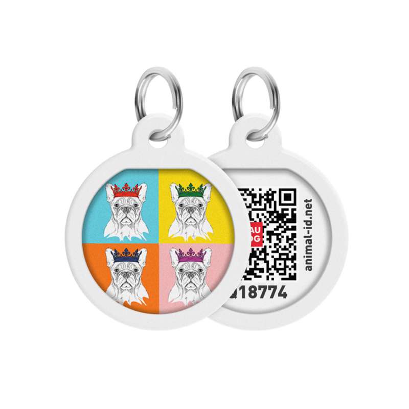 Адресник для собак та котів металічний WAUDOG Smart ID з QR паспортом, малюнок "Французький бульдог", круг, Д 25 мм Адресник для собак та котів металічний WAUDOG Smart ID з QR паспортом, малюнок "Французький бульдог", круг, Д 25 мм