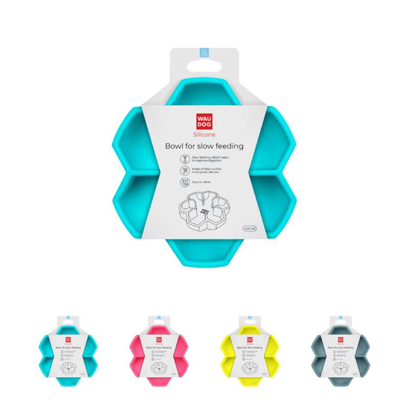 Миска для повільного харчування WAUDOG Silicone, 450 мл, блакитний Миска для повільного харчування WAUDOG Silicone, 450 мл, блакитний