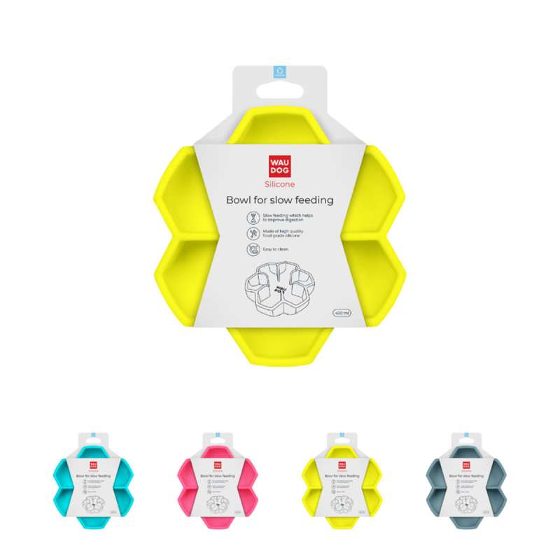 Миска для повільного харчування WAUDOG Silicone, 450 мл, жовтий Миска для повільного харчування WAUDOG Silicone, 450 мл, жовтий