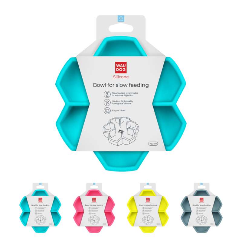 Миска для повільного харчування WAUDOG Silicone, 750 мл, блакитний Миска для повільного харчування WAUDOG Silicone, 750 мл, блакитний