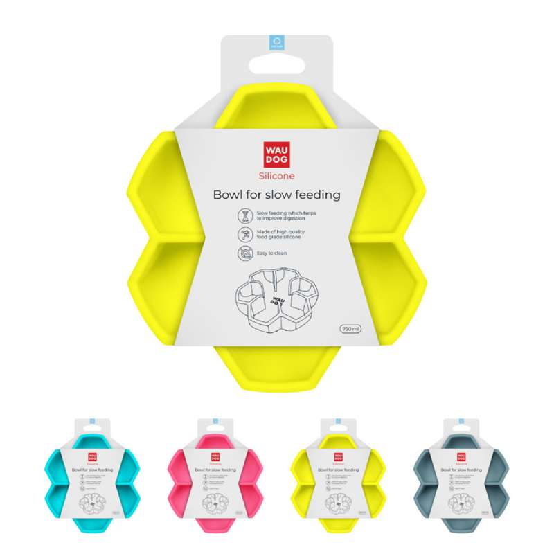 Миска для повільного харчування WAUDOG Silicone, 750 мл, жовтий Миска для повільного харчування WAUDOG Silicone, 750 мл, жовтий