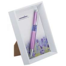 Ручка шариковая Langres Lavender. Цвет сиреневый, в белой фоторамке
