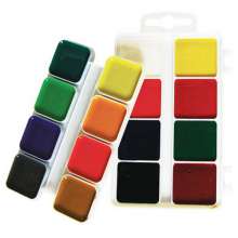 Акварельные краски на палитре 16 цветов без кисточки ZiBi | пластиковая коробка