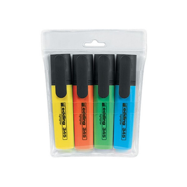 Набор текстовых маркеров Highlighter e-345  2-5 мм клиноподобные, 4 цвета Edding | блистерная упаковка PVC