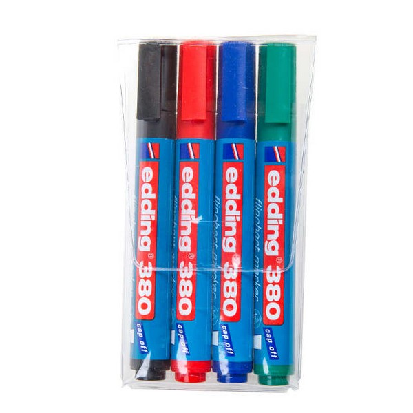 Набор маркеров для флипчартов Flipchart e-380/04  1,5-3 мм круглые, 4 цвета Edding | блистерная упаковка PVC