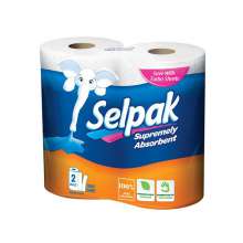 Полотенца бумажные SELPAK 2 рулона белые 3 слойные 55 штук в рулоне