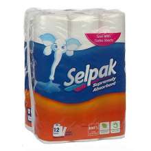 Полотенца бумажные SELPAK макси 12 рулонов 3 слойные белые