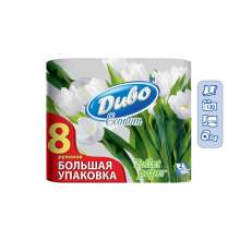 Туалетная бумага ДИВО Эконом Обухов 2-х слойная целлюлоза белая 8 рулонов