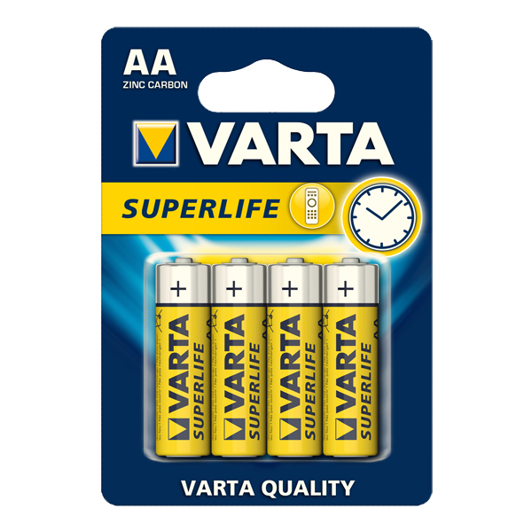 Батарейки VARTA Superlife AA 1.5V ZINK - CARBON 4 штуки в упаковке