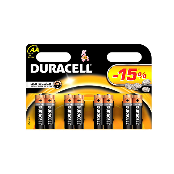 Батарейки DURAСELL Basic AA алкалиновые 1.5V LR6 8 штук в упаковке | Бельгия
