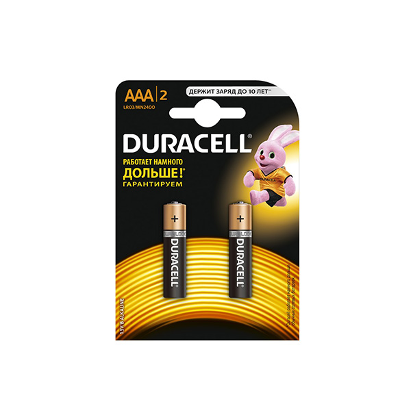 Батарейки DURAСELL Basic AAA алкалиновые 1.5V LR03 2 штуки в упаковке | Бельгия