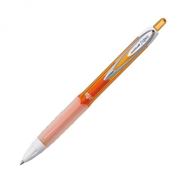 Ручка гелевая автоматическая Uni-Ball Signo 207, 0.7мм, оранжевая